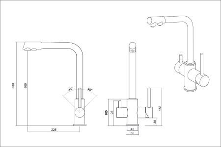 картинка Смеситель Oulin OL-8073 с подключением к фильтру, цвет сатин от магазина SEFI