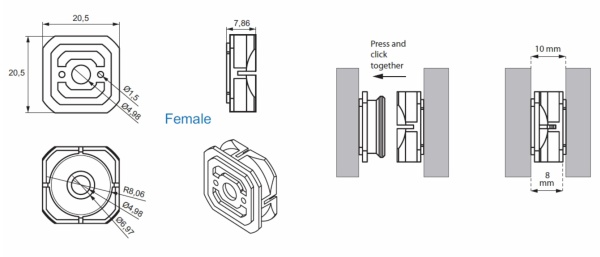 картинка Соединитель для панелей кнопочный наружный d25 (уп/20шт) SISO от магазина SEFI
