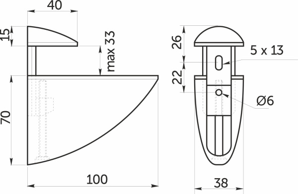 картинка Полкодержатель PELIKAN большой хром AKS от магазина SEFI