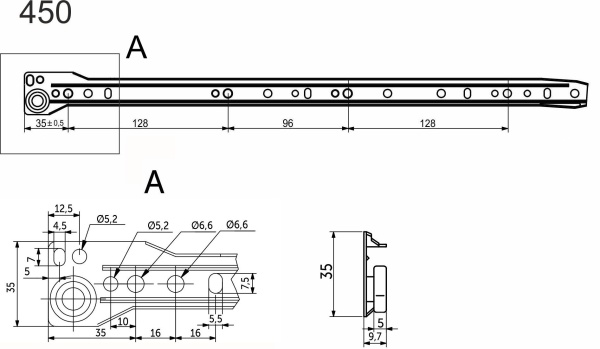 картинка Направляющая роликовая L-450 1,0мм AKS коричневая от магазина SEFI
