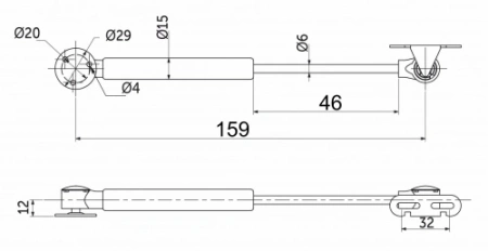 картинка Подъемник газовый верхний 80N короткий белый AKS от магазина SEFI