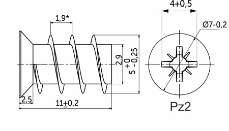 картинка Шуруп EURO ES 5,0*11 (уп/1тыс.шт), AKS от магазина SEFI