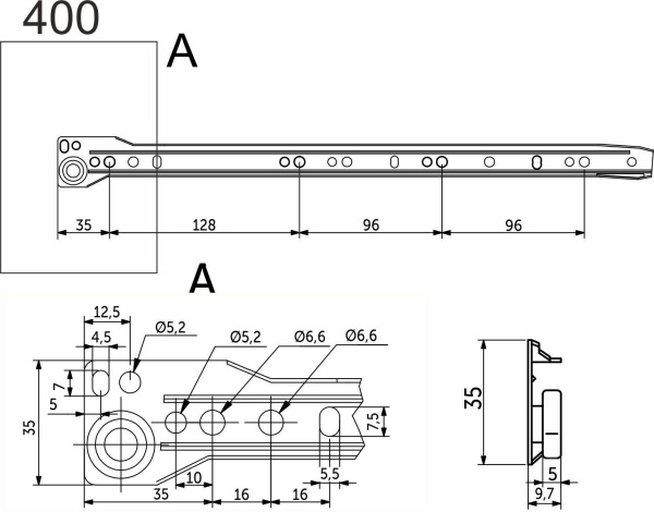 картинка Направляющая роликовая L-400 1,0мм AKS белая от магазина SEFI