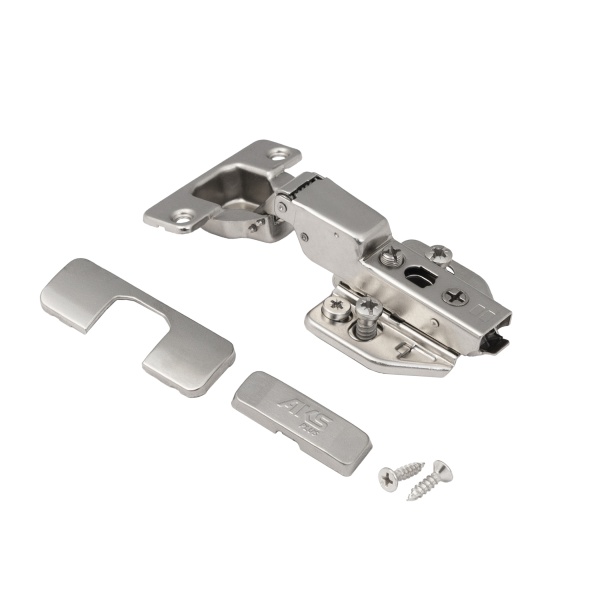 картинка Петля полунакладная с доводчиком 48мм h0 clip-on AKS PLUS 3D (еврошурупы, заглушки) от магазина SEFI