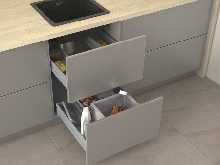 картинка Готовые изделия Atelier 60 - нижний ящик, направляющие DynaPro Grass, для ДСП 18мм , профиль серебро от магазина SEFI