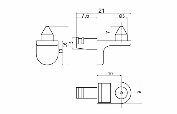 картинка Полкодержатель для корпусных полок мет. SEKURA 6 никель (1уп.=1тыс.шт) AKS магазин SEFI являющийся официальным дистрибьютором в России  картинка Полкодержатель для корпусных полок мет. SEKURA 6 никель (1уп.=1тыс.шт) AKS от магазина SEFI