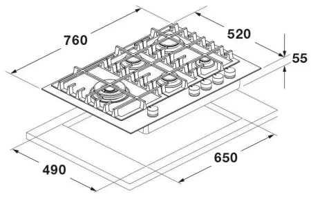 картинка Газовая варочная панель Fulgor Milano FCLH 755 G T WK BK от магазина SEFI