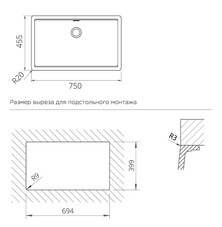 картинка Кухонная мойка подстольного монтажа SCHOCK GREENWICH 80U CRISTADUR серебристый камень от магазина SEFI