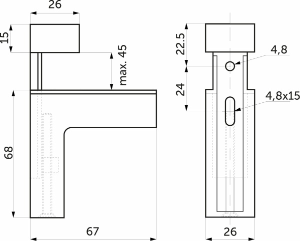 картинка Полкодержатель декоративный мет. GS04, хром AKS от магазина SEFI