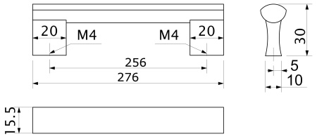 картинка Ручка меб. скоба алюм. WPY 311 256 алюминий AKS от магазина SEFI