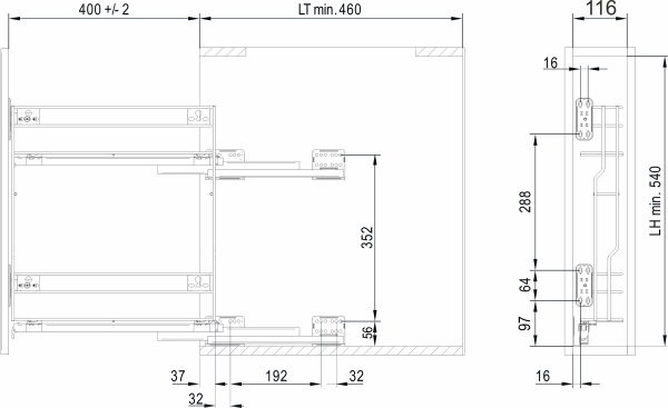 картинка Выдвижная корзина-карго 150 VARIANT MULTI крепл.боковое/универс. б/н, эф.хрома REJS от магазина SEFI
