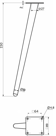 картинка Опора меб. конусная h150 наклонная, белый AKS от магазина SEFI