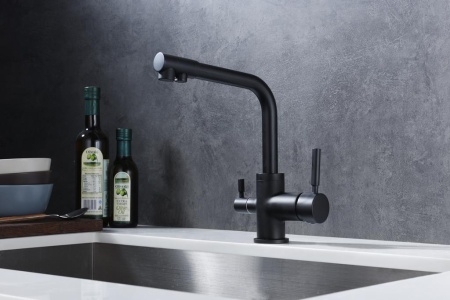 картинка Смеситель для кухни с подключением к фильтру, EMAR ЕС-3003, цвет Black от магазина SEFI