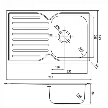 картинка Мойка с сифоном арт. S11UPS0i84, нерж. сталь, шелк, 780*480, Strit S, IDDIS, STR78SDi77S от магазина SEFI