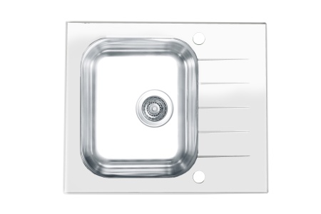 картинка Мойка ALVEUS VITRO 10 (белая) 600X500 c сифоном клапан-автомат 1058656, от магазина SEFI