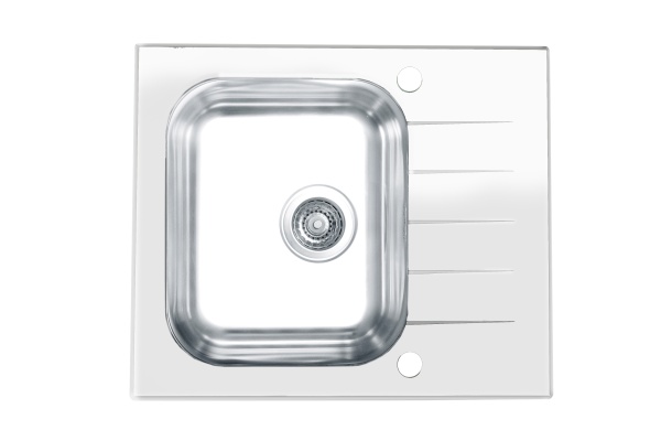 картинка Мойка ALVEUS VITRO 10 (белая) 600X500 c сифоном клапан-автомат 1058656, от магазина SEFI