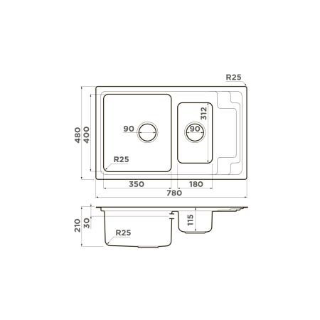 картинка Omoikiri Mizu 78-2-IN нерж. сталь/нержавеющая сталь от магазина SEFI