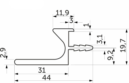 картинка Ручка-профиль алюм. врезная L-образная, 3.5м, белый матовый AKS от магазина SEFI