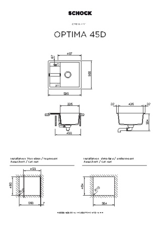 картинка Кухонная мойка SCHOCK OPTIMA 45D CRISTALITE эверест от магазина SEFI