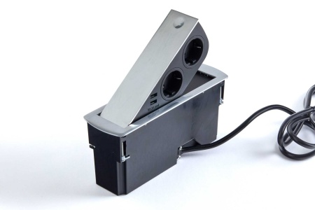 картинка Розетка CIZO врезная в столешницу, цвет - нержавейка от магазина SEFI