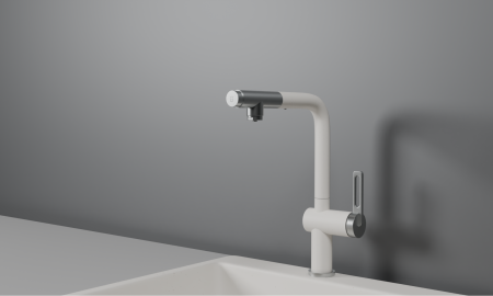 картинка Смеситель Granula GR-8169, АРКТИК (БЕЛЫЙ), с выдвижным изливом от магазина SEFI