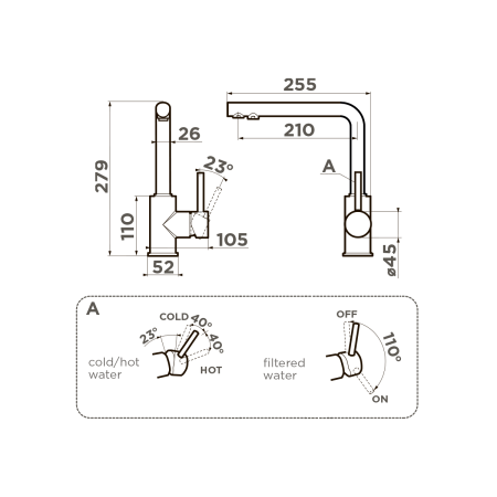 картинка Смеситель Omoikiri Nakagawa 2 Plus-GR латунь/leningrad grey от магазина SEFI