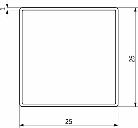 картинка Труба квадр. L-3000 25*25 (1,4кг/1,0мм) QUADRO, черный AKS от магазина SEFI