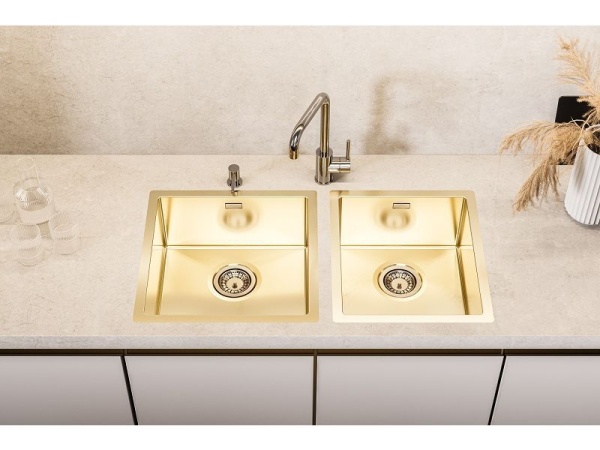 картинка Мойка Alveus QUADRIX 20 MONARCH GOLD 390X450X200 в компл. с выпуском без сиф. от магазина SEFI