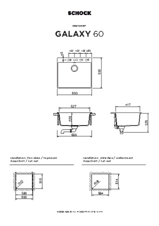 картинка Кухонная мойка SCHOCK GALAXY 60 CRISTADUR серебристый камень от магазина SEFI