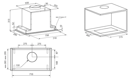 картинка Встраиваемая вытяжка Krona SELINA 900 PRM INOX 3P от магазина SEFI