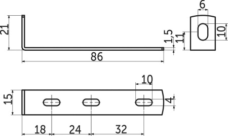 картинка Уголок металлический (предохраняет от опрокидывания мебели) 86*21*15 (1,5) (уп/1тыс.шт), РП от магазина SEFI