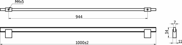 картинка Ручка меб. скоба алюм. MOONLIGHT 944/1000 матовый хром+ черный матовый, AKS от магазина SEFI