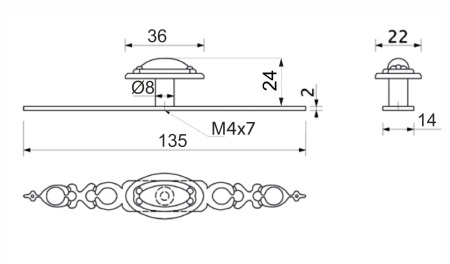 картинка Ручка меб. кнопка мет. WP11-46 старое золото, AKS от магазина SEFI