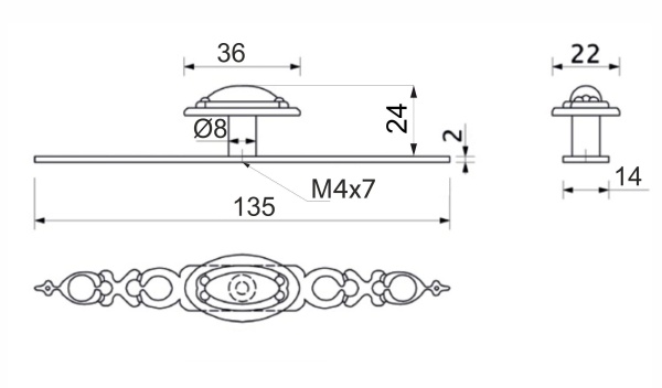 картинка Ручка меб. кнопка мет. WP11-46 старое золото, AKS от магазина SEFI