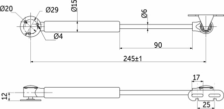 картинка Подъемник газовый верхний 80N черный AKS магазин SEFI являющийся официальным дистрибьютором в России  картинка Подъемник газовый верхний 80N черный AKS от магазина SEFI