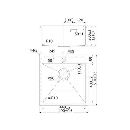 картинка Мойка, нерж. сталь, сатин, 490*510, Haze, IDDIS, HAZ49S0i77 от магазина SEFI