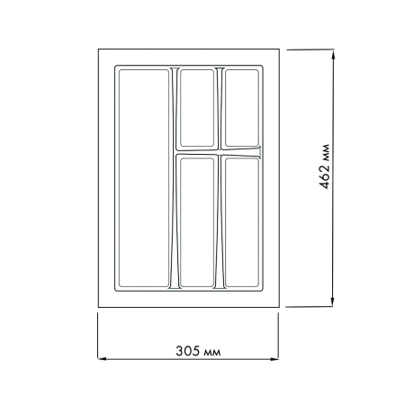 картинка Лоток для столовых приборов LINE, ширина фасада 400 мм для Hettich InnoTech Atira глубиной 470 мм от магазина SEFI