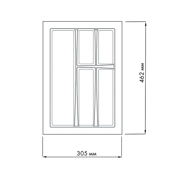 картинка Лоток для столовых приборов LINE, ширина фасада 400 мм для Hettich InnoTech Atira глубиной 470 мм от магазина SEFI