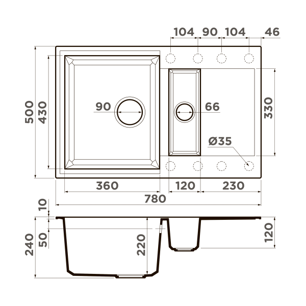 картинка Omoikiri Sakaime 78-2-BL Tetogranit/черный от магазина SEFI