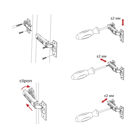 картинка Петля накладная с доводчиком 45мм h0 clip-on AKS (еврошурупы) от магазина SEFI