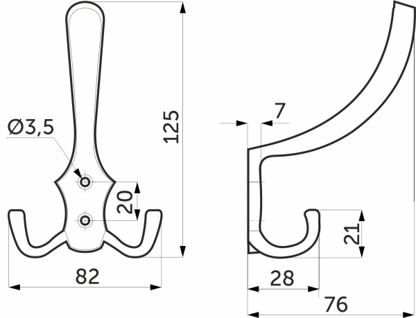 картинка Крючок меб. трехрожковый мет. WP59 хром AKS PLUS от магазина SEFI