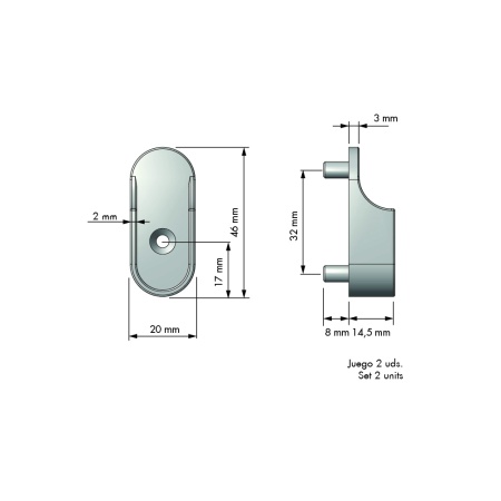 картинка Комплект держателей для штанги Tubo, монтаж к боковинам корпуса. Цвет - алюминий. магазин SEFI являющийся официальным дистрибьютором в России  картинка Комплект держателей для штанги Tubo, монтаж к боковинам корпуса. Цвет - алюминий. от магазина SEFI