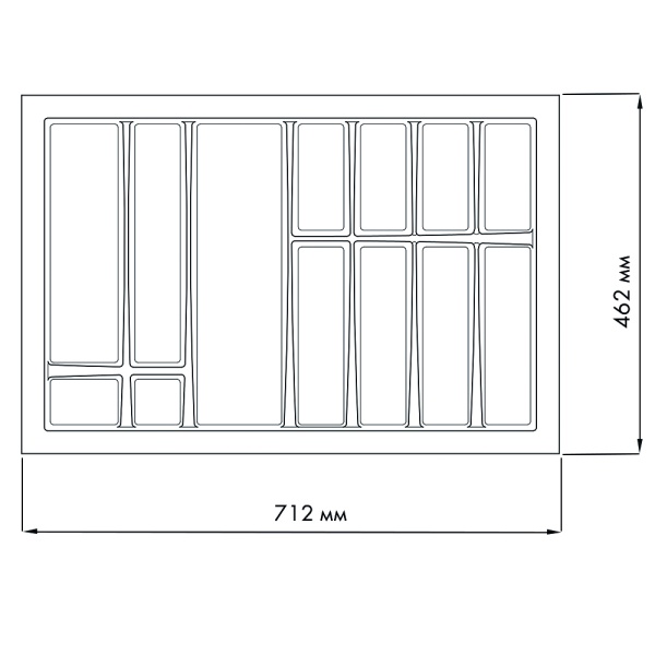 картинка Лоток для столовых приборов LINE, ширина фасада 800 мм для Hettich Innotech глубиной 470 мм от магазина SEFI
