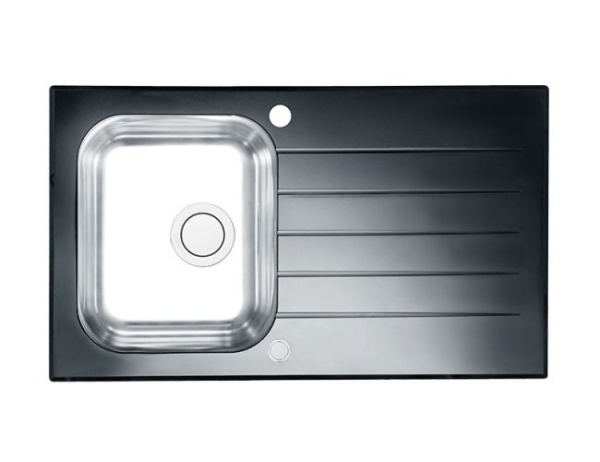 картинка Мойка ALVEUS GLASSIX UP 10 RAL9005-90 (белый цвет) 860X5001X  в компл.с сифон 1123351 от магазина SEFI