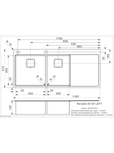 картинка Мойка Reginox Nevada L 40x30 Left brushed от магазина SEFI