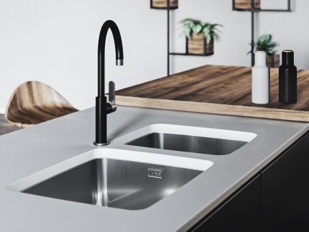 картинка Мойка ALVEUS LUNO 40 SAT 90 FI 480X400 в комплекте с сифоном 1130550, от магазина SEFI