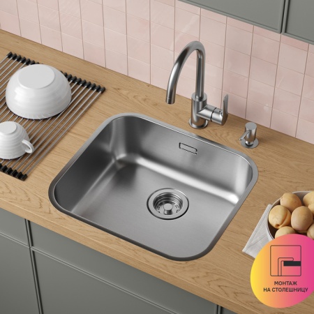 картинка Мойка, нерж. сталь, сатин, 490*440, Mate, IDDIS, MAT49S0i77 от магазина SEFI