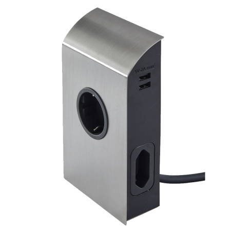 картинка Розетка BORN накладная, цвет - нержавеющая сталь от магазина SEFI