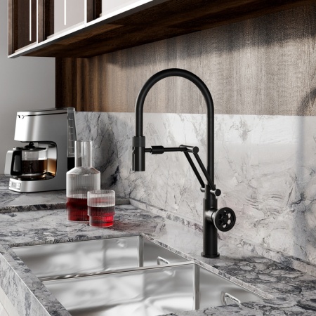 картинка Смеситель для кухни с гибким изливом, черный матовый, Grange, IDDIS, GRABLFLi05 от магазина SEFI