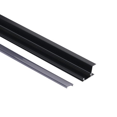 картинка Профиль алюминиевый накладной/торцевой CAPELLA-3018B, с черным экраном, цвет черный, 2м (для 18 ДСП), AKS от магазина SEFI